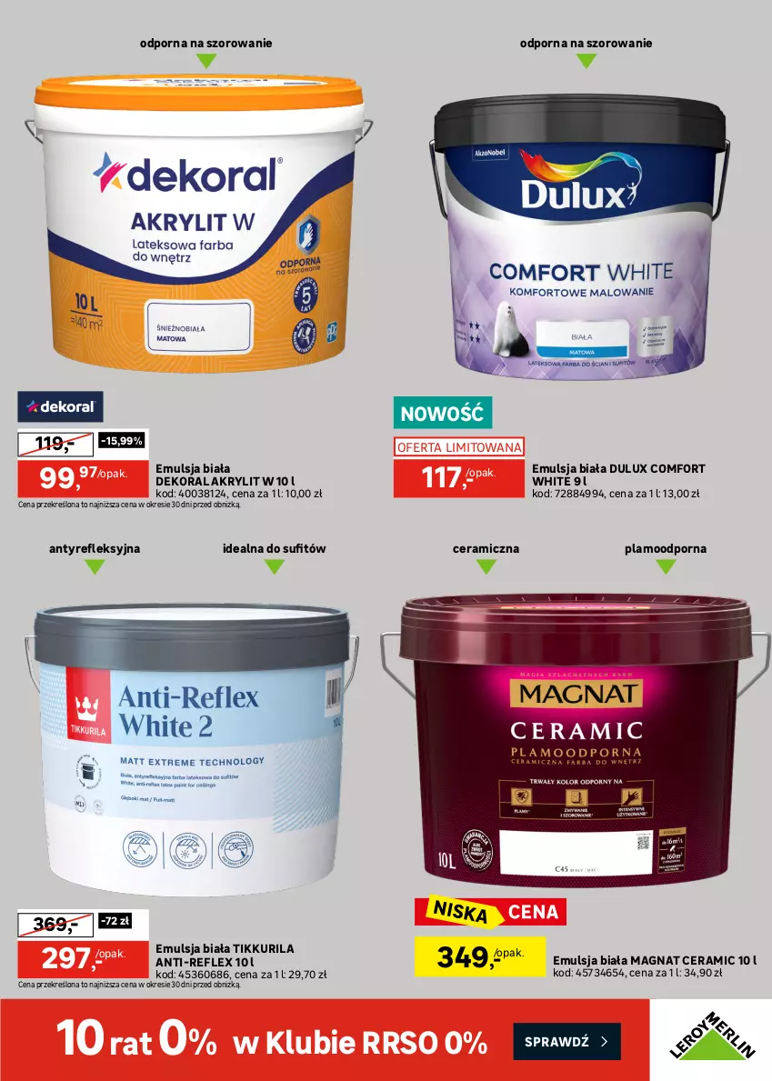 Gazetka promocyjna Leroy Merlin - Gazetka Leroy Merlin - ważna 26.08 do 27.09.2026 - strona 21 - produkty: Dekoral, Dulux, Emulsja, Magnat Ceramic, Pistolet, Por