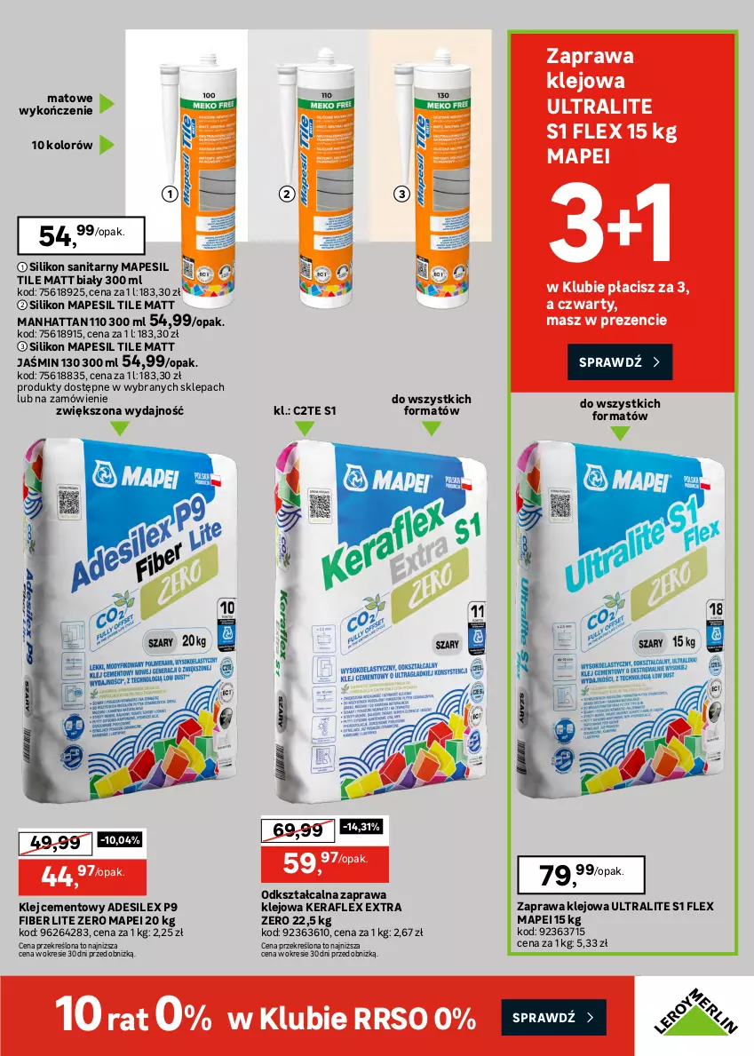 Gazetka promocyjna Leroy Merlin - Gazetka Leroy Merlin - ważna 26.08 do 27.09.2026 - strona 27 - produkty: Cement, Klej, Silikon sanitarny, Zaprawa klejowa