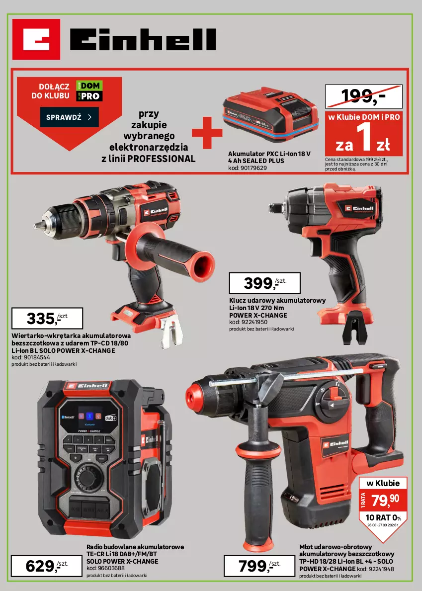 Gazetka promocyjna Leroy Merlin - Gazetka Leroy Merlin - ważna 26.08 do 27.09.2026 - strona 4 - produkty: Akumulator, Klucz udarowy, Młot, Młot udarowo-obrotowy, Szlifierka, Szlifierka kątowa, Tarka, Wkręt, Wkrętarka, Wyrzynarka