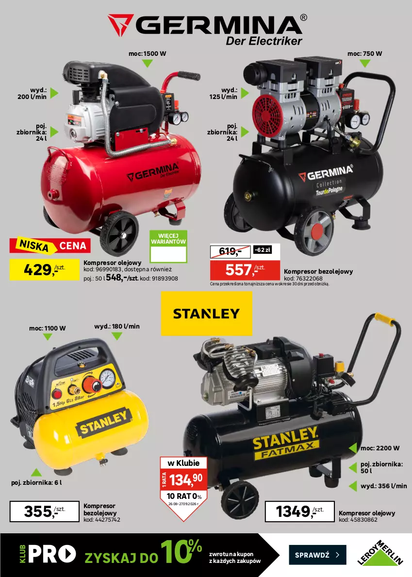Gazetka promocyjna Leroy Merlin - Gazetka Leroy Merlin - ważna 26.08 do 27.09.2026 - strona 7 - produkty: Kompresor, Kompresor olejowy, Młot, Młot udarowo-obrotowy, Olej, Pilarka stołowa, Pilarka ukosowa, Szlifierka