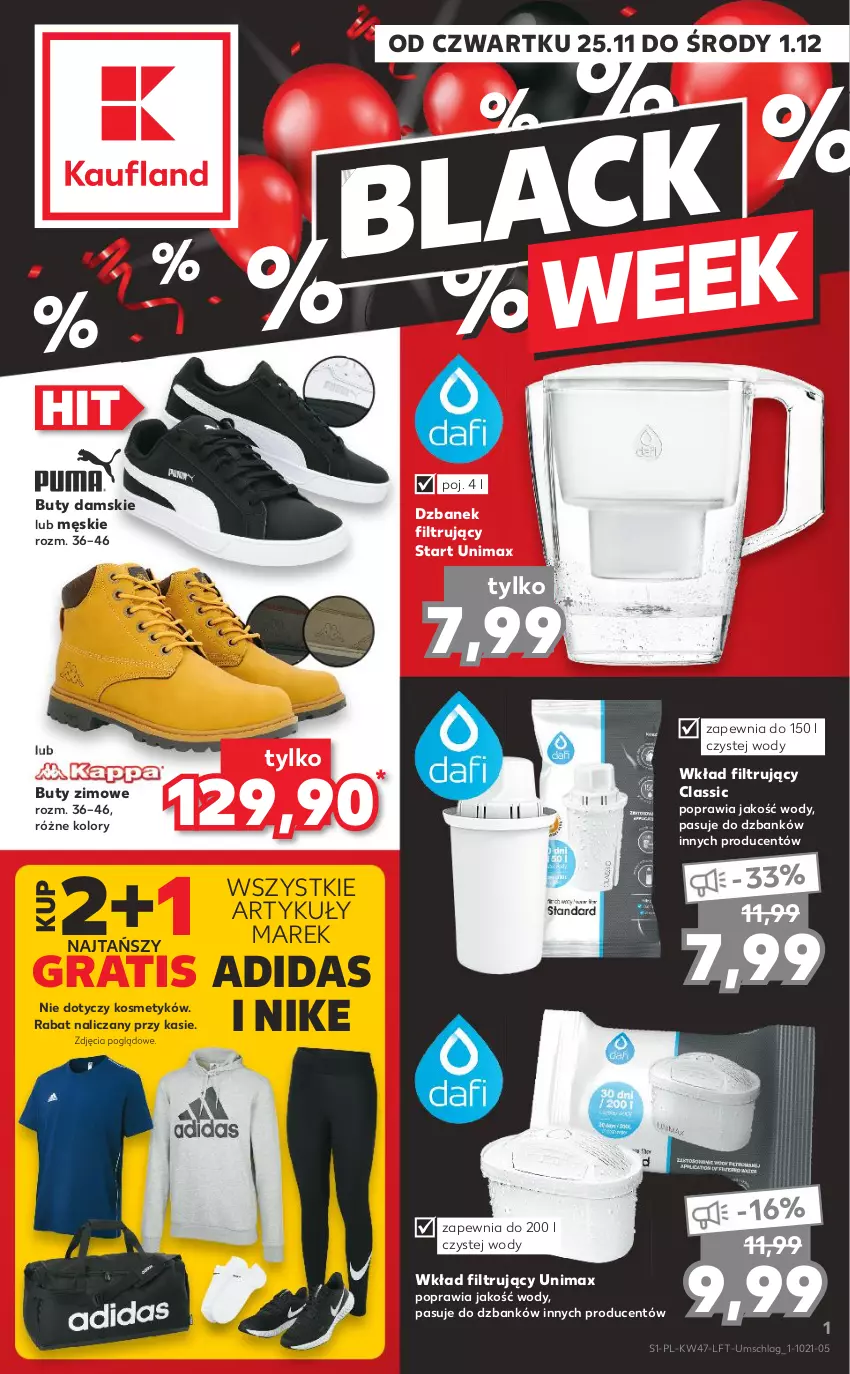 Gazetka promocyjna Kaufland - OFERTA TYGODNIA - ważna 25.11 do 01.12.2021 - strona 1 - produkty: Adidas, Buty, Buty zimowe, Dzbanek, Dzbanek filtrujący, Gra, Nike, Wkład filtrujący