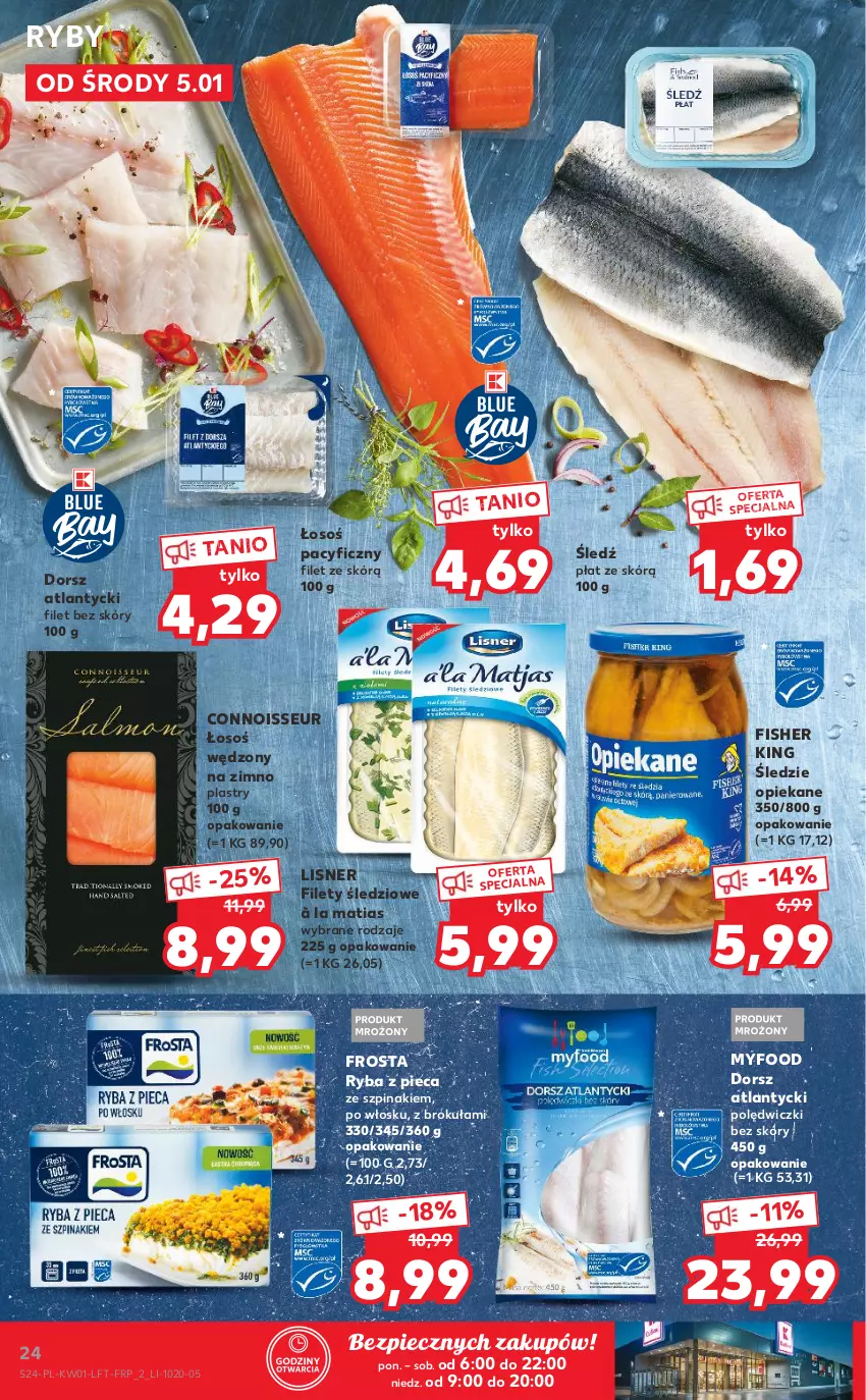 Gazetka promocyjna Kaufland - OFERTA TYGODNIA - ważna 05.01 do 12.01.2022 - strona 24 - produkty: Dorsz, Frosta, Lisner, Piec, Ryba, Szpinak