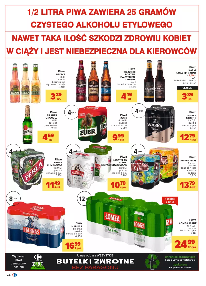 Gazetka promocyjna Carrefour - Gazetka Carrefour - ważna 31.05 do 12.06.2021 - strona 24 - produkty: Desperados, Gra, Harnaś, Karmi, Kasztelan, Kawa, Książęce, Perła, Piec, Pilsner Urquell, Piwa, Piwo, Por, Warka