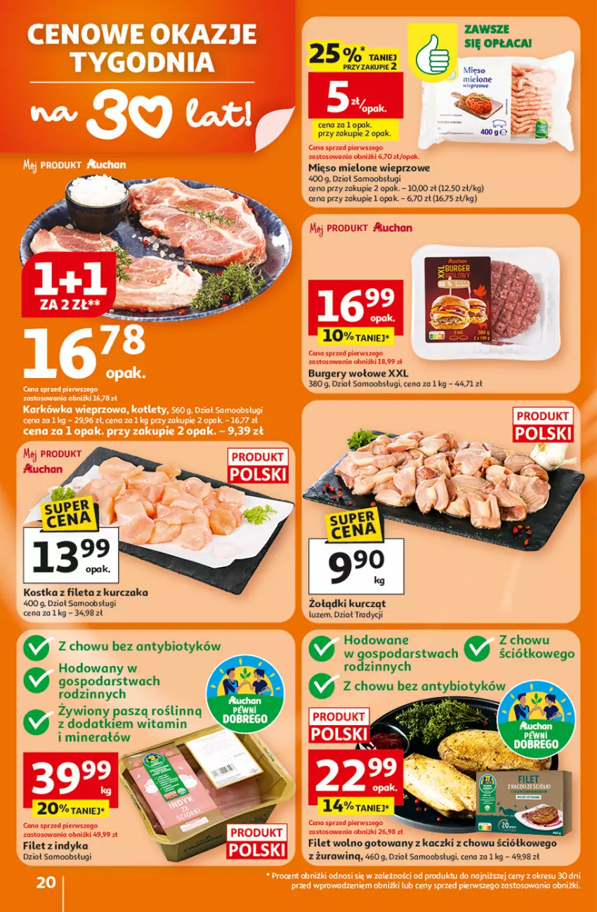 Gazetka promocyjna Auchan - Gazetka 30 Lat Hipermarket Auchan - ważna 05.02 do 11.02.2026 - strona 20 - produkty: Burger, Kurczak, Mięso, Mięso mielone, Odol