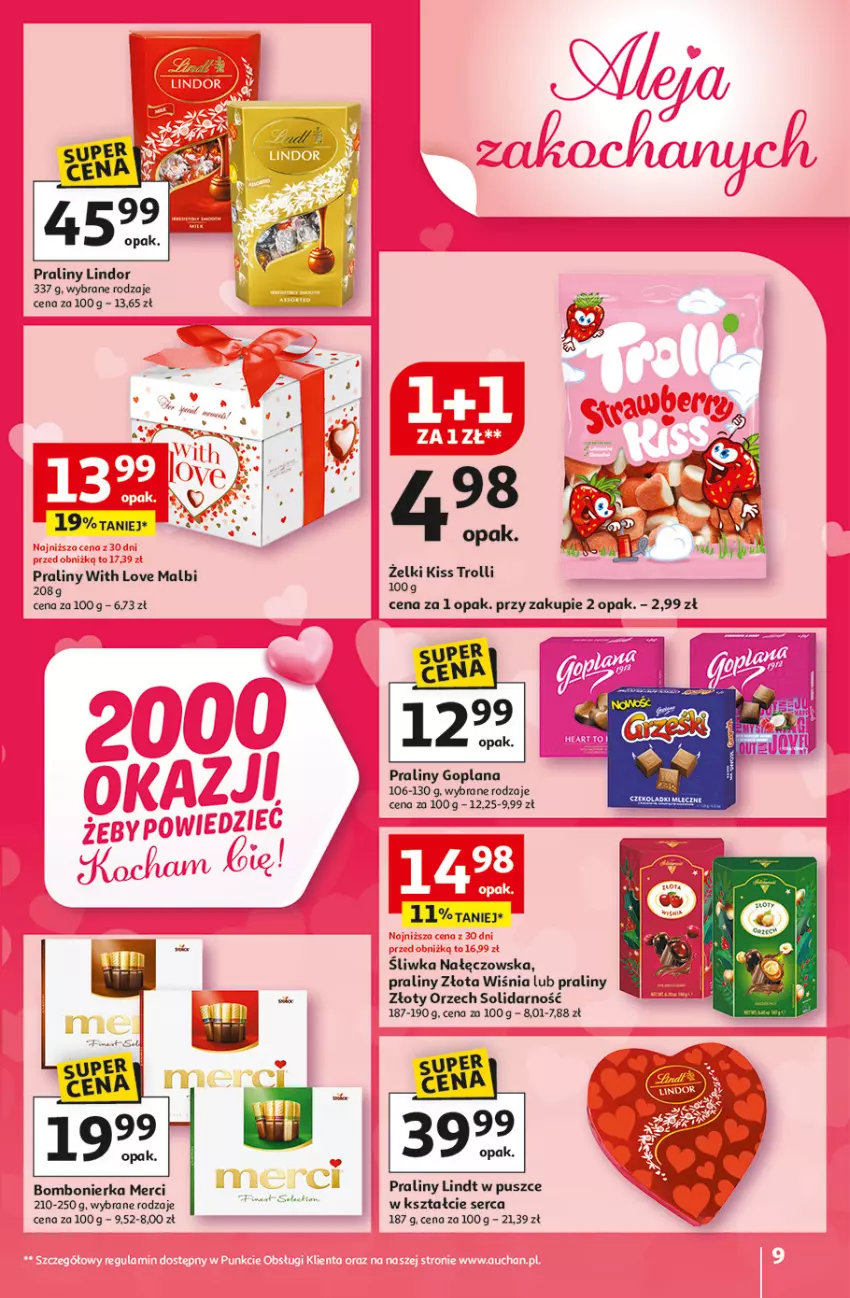 Gazetka promocyjna Auchan - Gazetka 30 Lat Hipermarket Auchan - ważna 05.02 do 11.02.2026 - strona 9 - produkty: Goplana, LANA, Lindt, Merci, Praliny, Ser