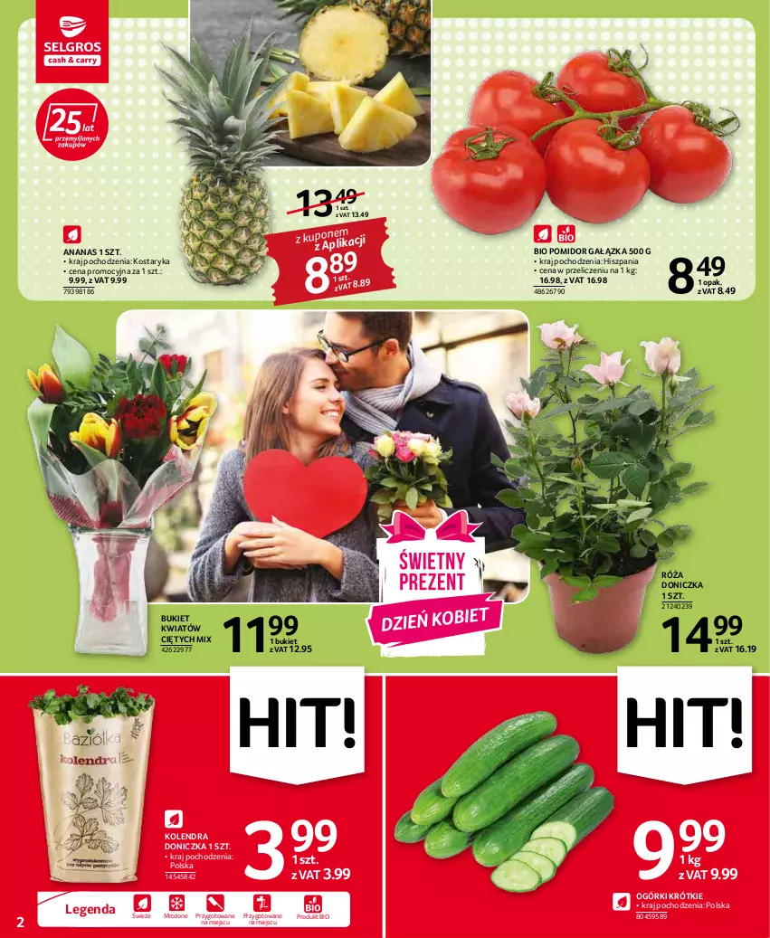 Gazetka promocyjna Selgros - Oferta spożywcza - ważna 03.03 do 16.03.2022 - strona 2 - produkty: Ananas, Bukiet, Kolendra, Róża