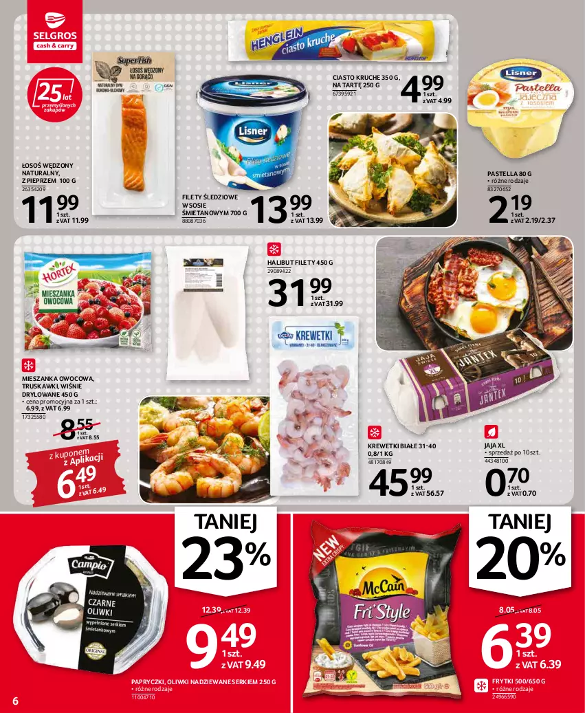 Gazetka promocyjna Selgros - Oferta spożywcza - ważna 03.03 do 16.03.2022 - strona 6 - produkty: Frytki, Halibut, Jaja, Krewetki, Oliwki, Pastella, Pieprz, Ser, Sos, Truskawki