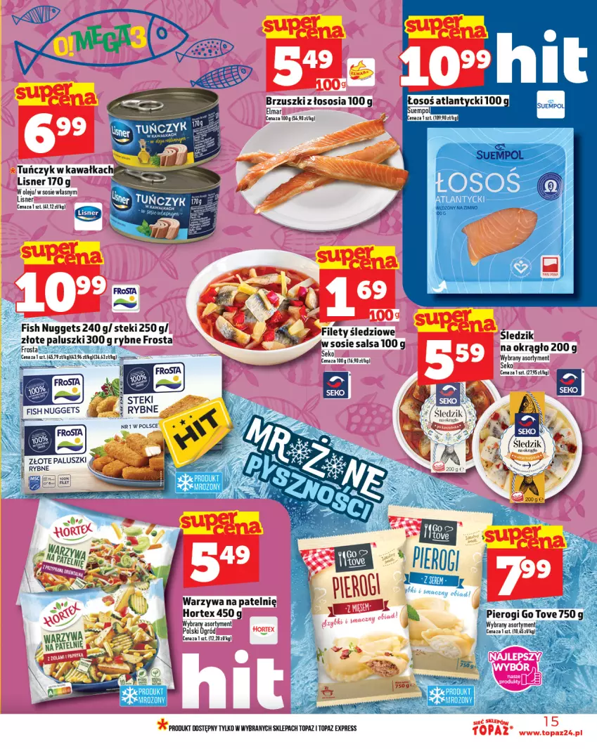 Gazetka promocyjna Topaz - Gazetka - ważna 28.08 do 03.09.2025 - strona 15 - produkty: Brzuszki z łososia, Hortex, Kawa, Lisner, Ogród, Olej, Salsa, Sos, Stek, Top, Tuńczyk, Warzywa
