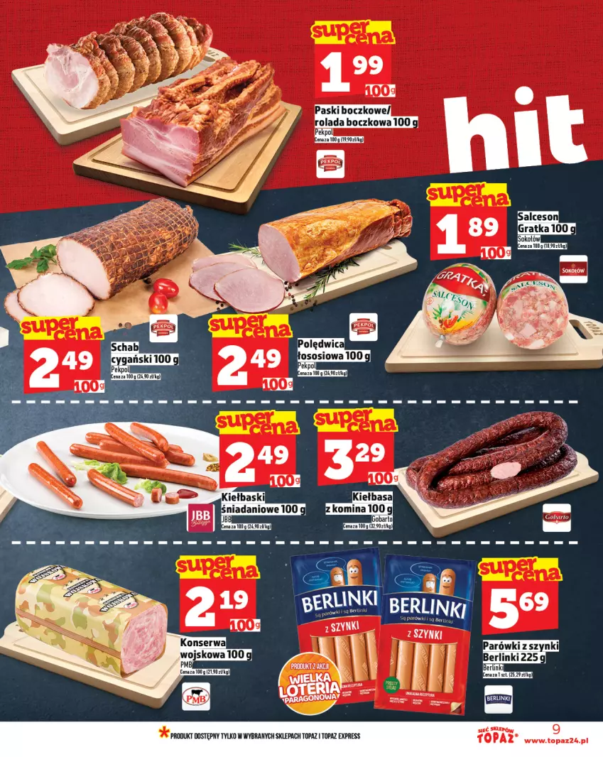 Gazetka promocyjna Topaz - Gazetka - ważna 28.08 do 03.09.2025 - strona 9 - produkty: Berlinki, Kiełbasa, Rolada, Top