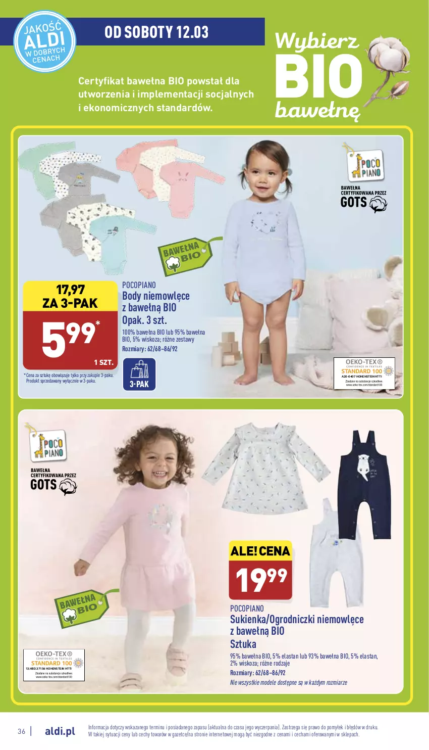 Gazetka promocyjna Aldi - Pełny katalog - ważna 07.03 do 12.03.2022 - strona 36 - produkty: Body, Pocopiano, Sukienka, Wełna