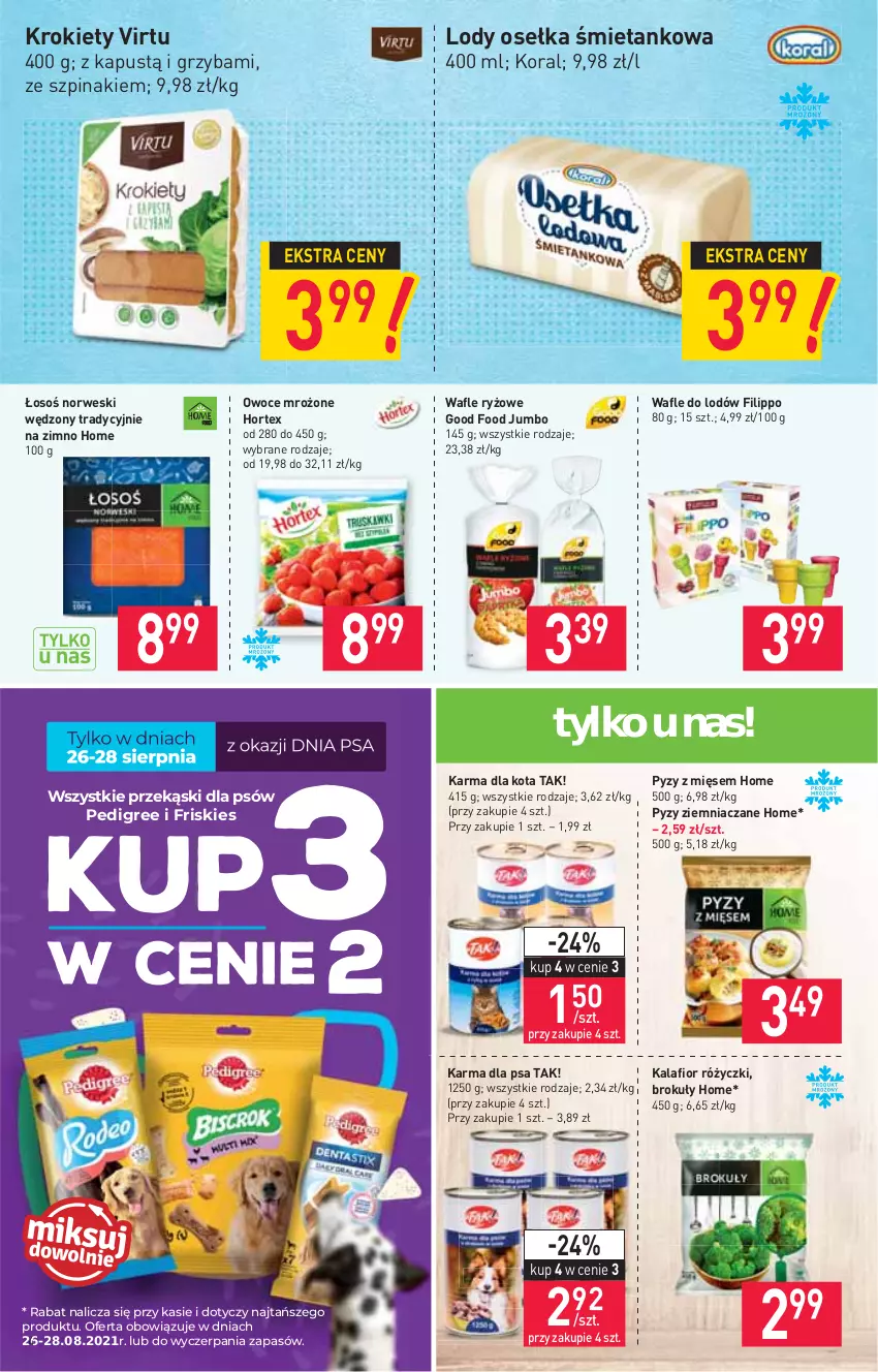 Gazetka promocyjna Stokrotka - Market - ważna 26.08 do 01.09.2021 - strona 4 - produkty: Brokuły, Hortex, Kalafior, Kapustą, Krokiety, Lody, Owoce, Ryż, Szpinak, Virtu, Wafle, Wafle do lodów