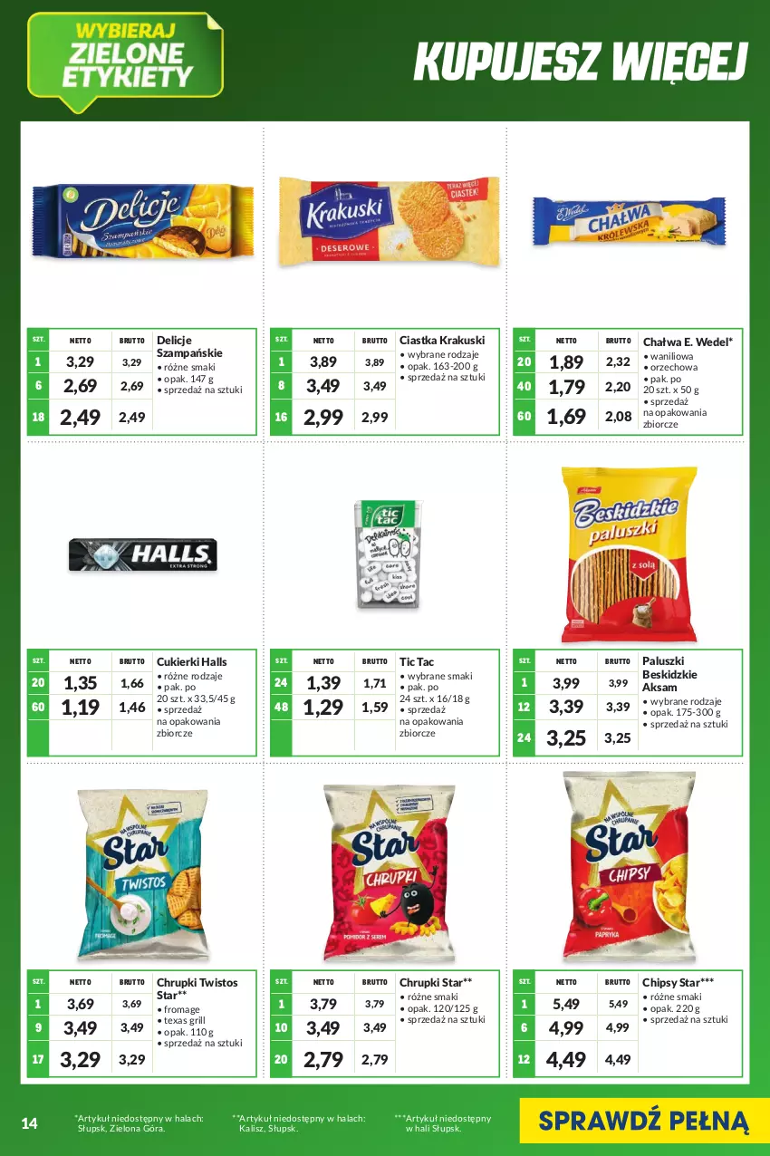 Gazetka promocyjna Makro - [Oferta specjalna] Kupujesz więcej płacisz mniej - ważna 01.07 do 31.07.2022 - strona 14 - produkty: Aksam, Beskidzki, Chałwa, Chipsy, Chrupki, Ciastka, Cukier, Cukierki, Delicje, E. Wedel, Grill, Halls, Krakus, Krakuski