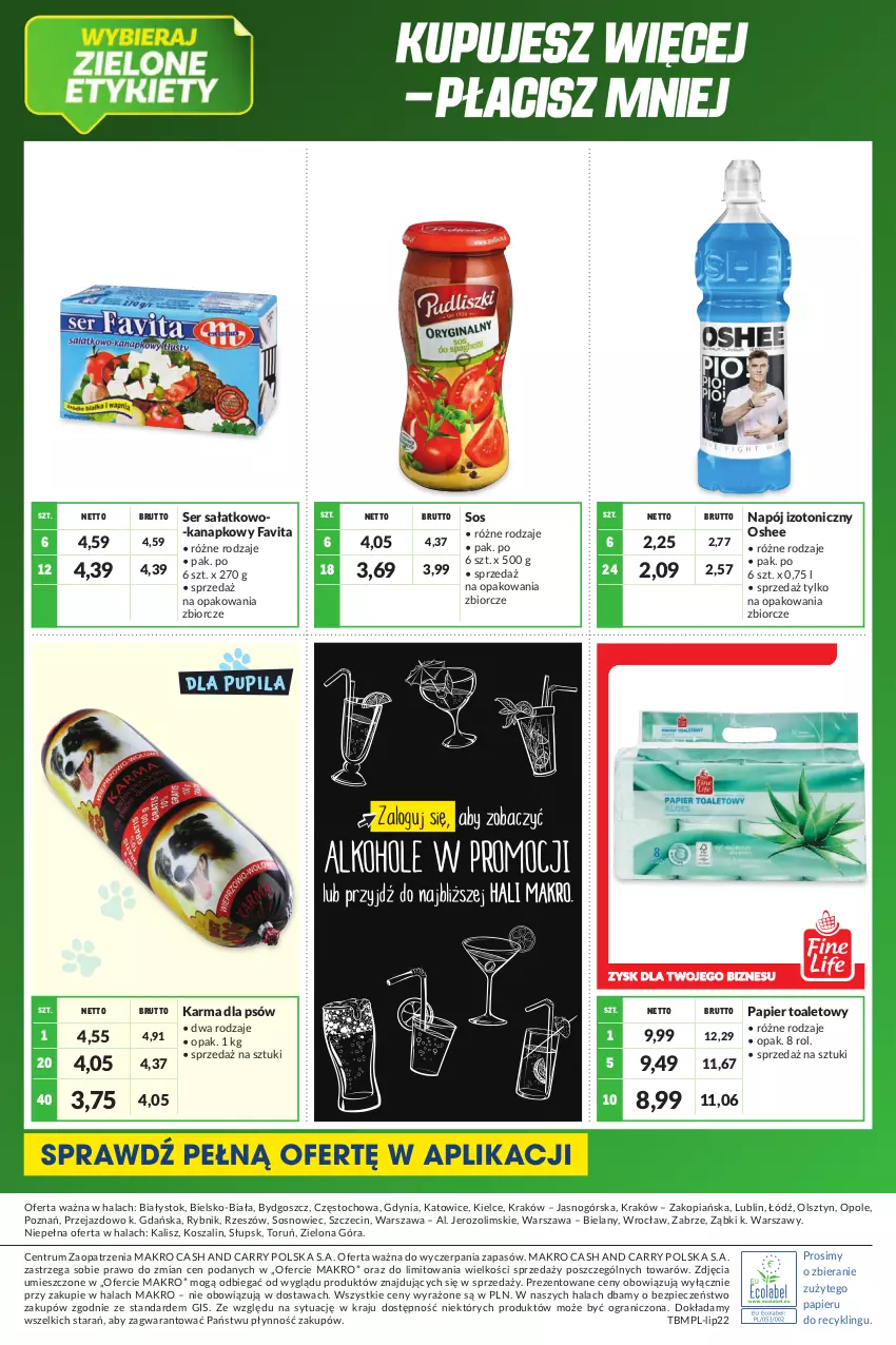 Gazetka promocyjna Makro - [Oferta specjalna] Kupujesz więcej płacisz mniej - ważna 01.07 do 31.07.2022 - strona 20 - produkty: Fa, Favita, Gra, Kosz, Napój, Napój izotoniczny, Oshee, Papier, Papier toaletowy, Piec, Rum, Sałat, Ser, Ser sałatkowo-kanapkowy, Sos, Szal