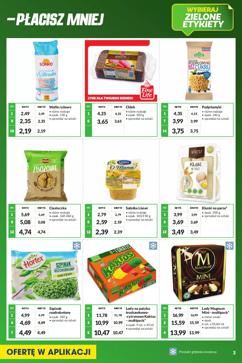 Gazetka promocyjna Makro - [Oferta specjalna] Kupujesz więcej płacisz mniej - ważna 01.07 do 31.07.2022 - strona 3 - produkty: Chleb, Kaktus, Kluski na parze, Lisner, Lody, Ryż, Sałat, Sałatka, Szpinak, Wafle