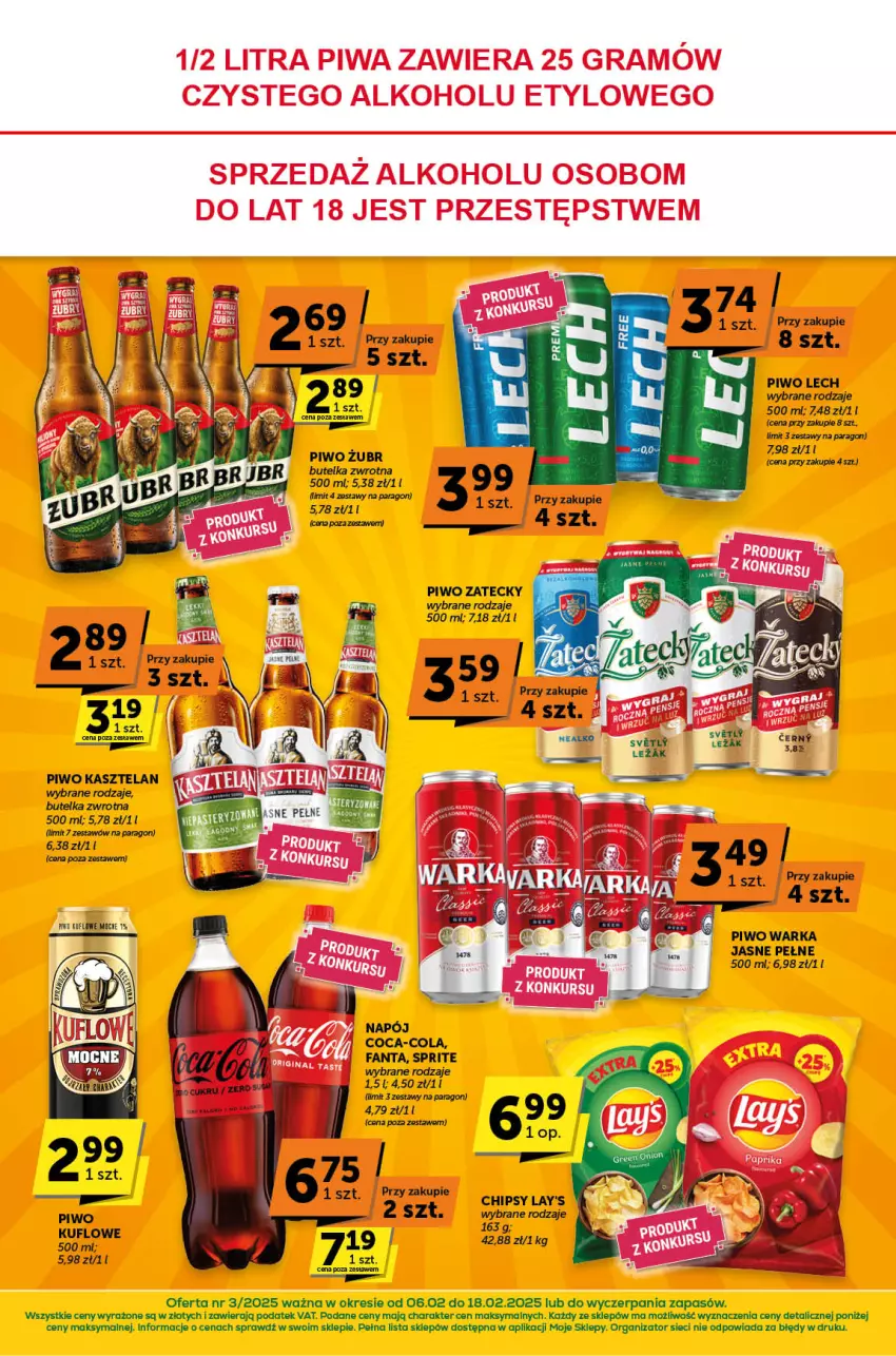 Gazetka promocyjna ABC - ważna 06.02 do 18.02.2025 - strona 4 - produkty: Chipsy, Coca-Cola, Fa, Fanta, Kasztelan, Napój, Piwo, Sprite, Warka