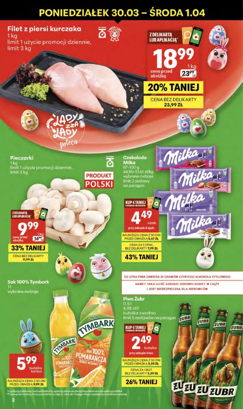 Gazetka promocyjna Delikatesy Centrum - Franczyza DC13 Czwartek - ważna 26.03 do 01.04.2026 - strona 2 - produkty: Czekolada, Dron, Fa, Filet z piersi kurczaka, Gra, Koc, Kurczak, Milka, Piec, Piwa, Rum