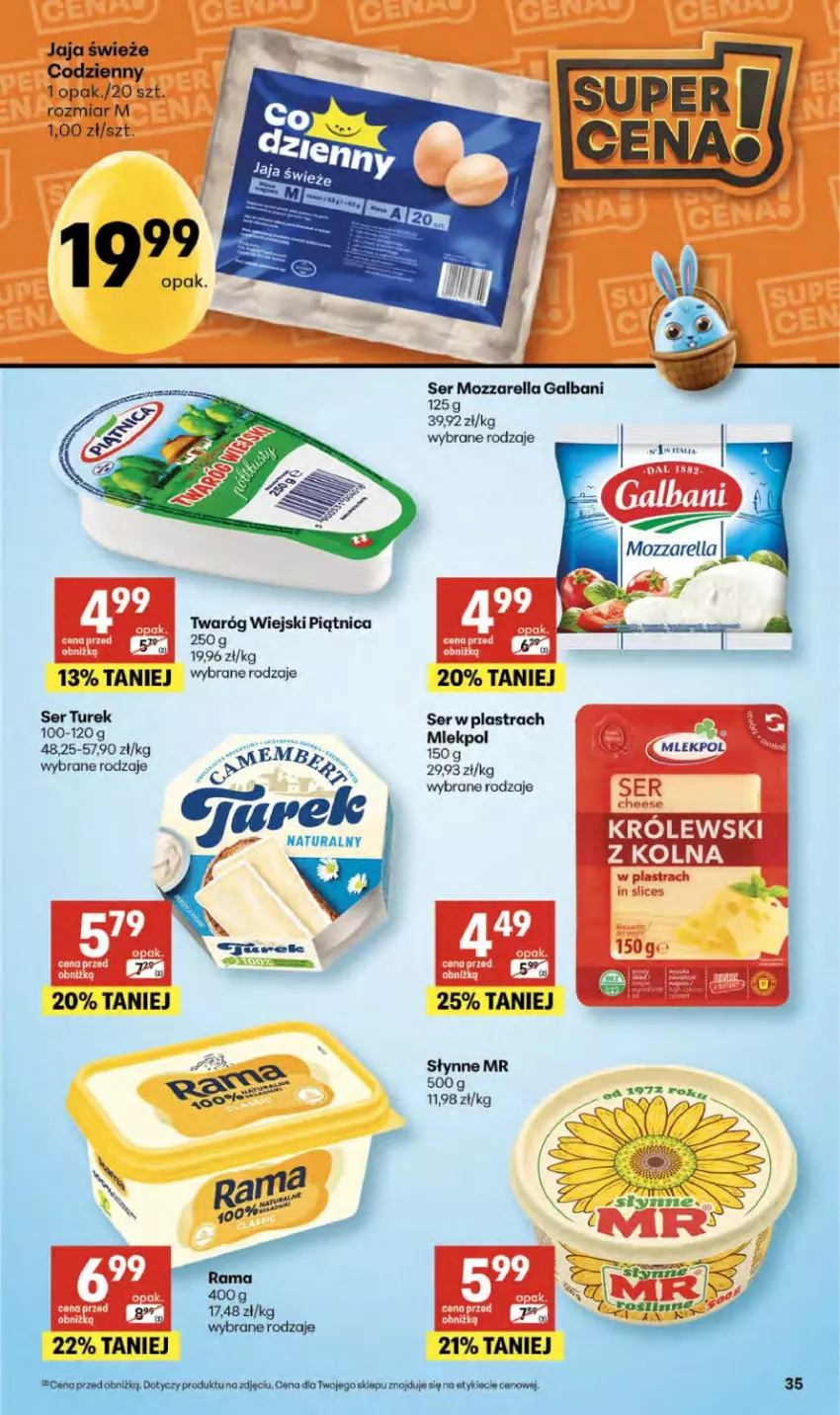 Gazetka promocyjna Delikatesy Centrum - Franczyza DC13 Czwartek - ważna 26.03 do 01.04.2026 - strona 35 - produkty: Galbani, Jaja, Mięso, Mozzarella, Piątnica, Ser, Słynne, Twaróg
