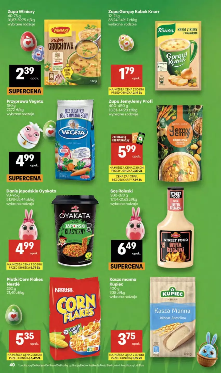 Gazetka promocyjna Delikatesy Centrum - Franczyza DC13 Czwartek - ważna 26.03 do 01.04.2026 - strona 40 - produkty: Corn flakes, Dron, Kasza, Knorr, Koc, Kubek, Rum, Sos, Vegeta, Zupa