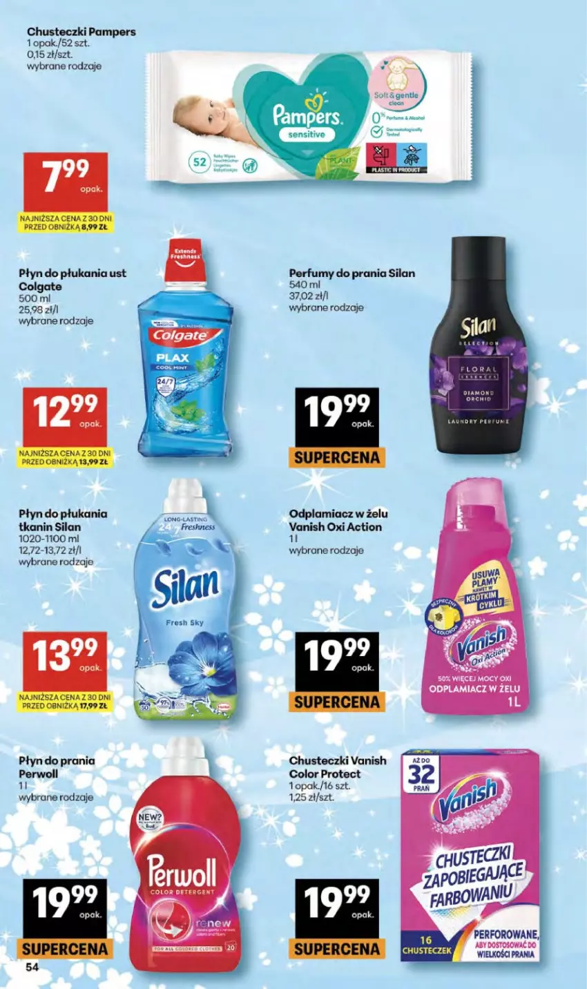 Gazetka promocyjna Delikatesy Centrum - Franczyza DC13 Czwartek - ważna 26.03 do 01.04.2026 - strona 54 - produkty: Chusteczki, Colgate, LG, Odplamiacz, Pampers, Perfum, Perwoll, Płyn do płukania, Płyn do prania, Silan, Vanish