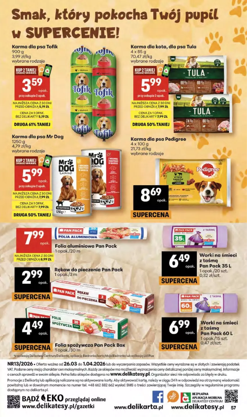 Gazetka promocyjna Delikatesy Centrum - Franczyza DC13 Czwartek - ważna 26.03 do 01.04.2026 - strona 57 - produkty: Dron, Gra, Koc, Pedigree, Piec, Rękaw do pieczenia, Rum, Worki na śmiec, Worki na śmieci