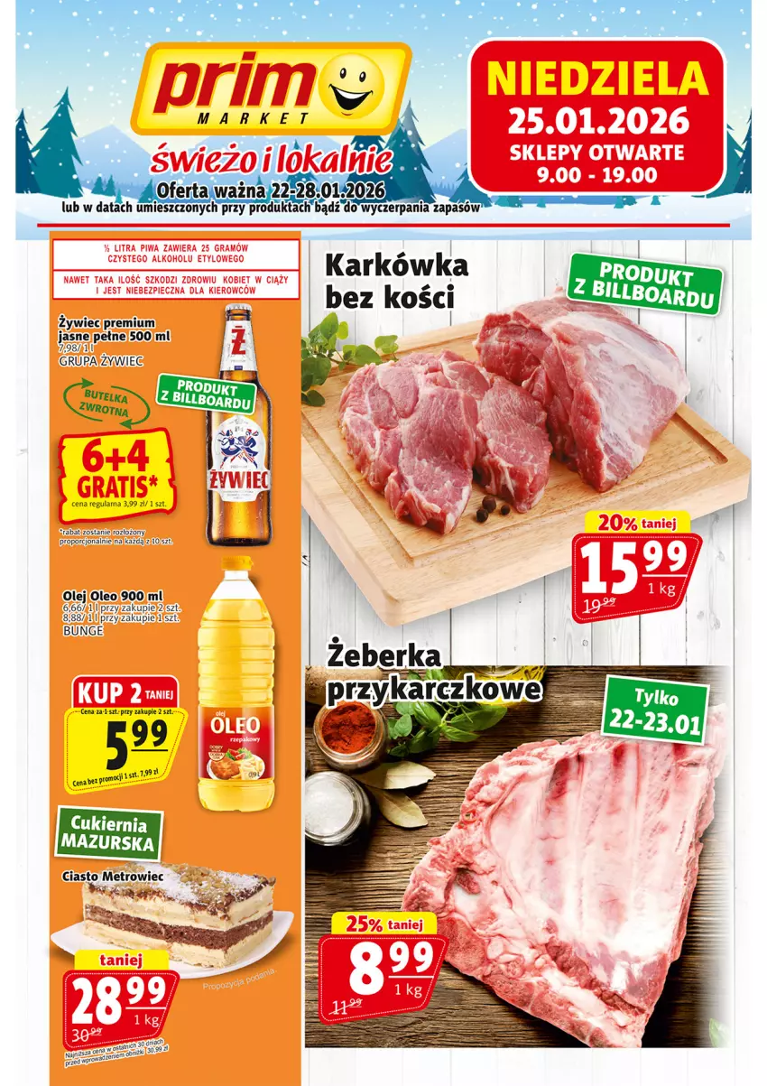Gazetka promocyjna Prim Market - ważna 22.01 do 28.01.2026 - strona 1 - produkty: Cukier, Metro, Olej, Oleo, Por