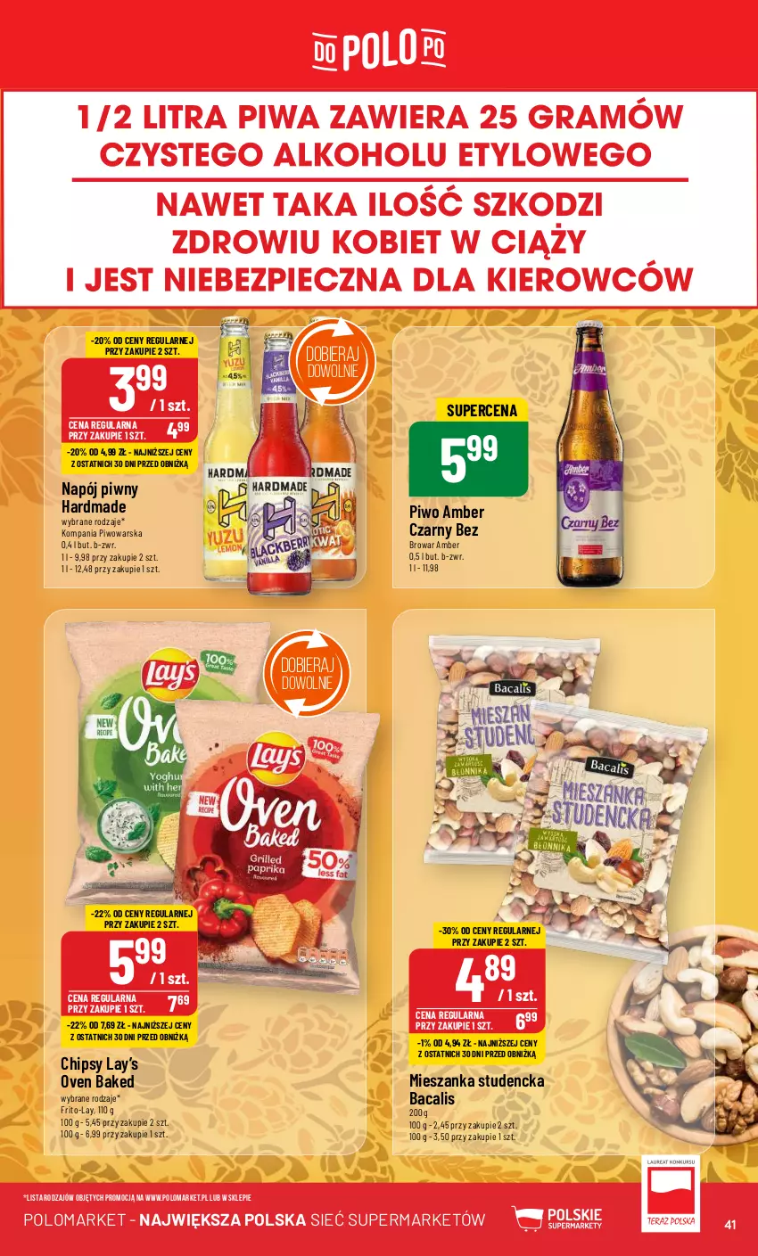 Gazetka promocyjna PoloMarket - Gazetka pomocyjna - ważna 05.06 do 11.06.2024 - strona 41 - produkty: Chipsy, Lay’s, Mieszanka studencka, Napój, Piwo