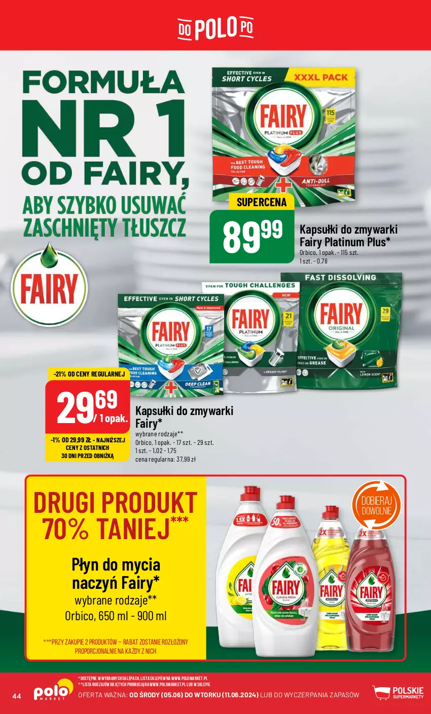 Gazetka promocyjna PoloMarket - Gazetka pomocyjna - ważna 05.06 do 11.06.2024 - strona 44 - produkty: BIC, Do mycia naczyń, Fa, Fairy, Płyn do mycia, Płyn do mycia naczyń, Por, Zmywarki