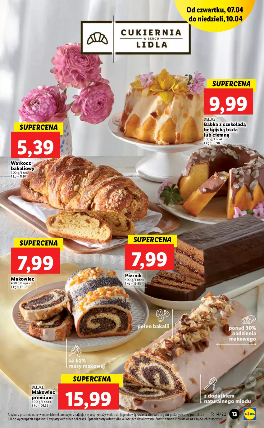 Gazetka promocyjna Lidl - GAZETKA - ważna 07.04 do 10.04.2022 - strona 13 - produkty: Babka, Koc, LG, Makowiec, Piernik