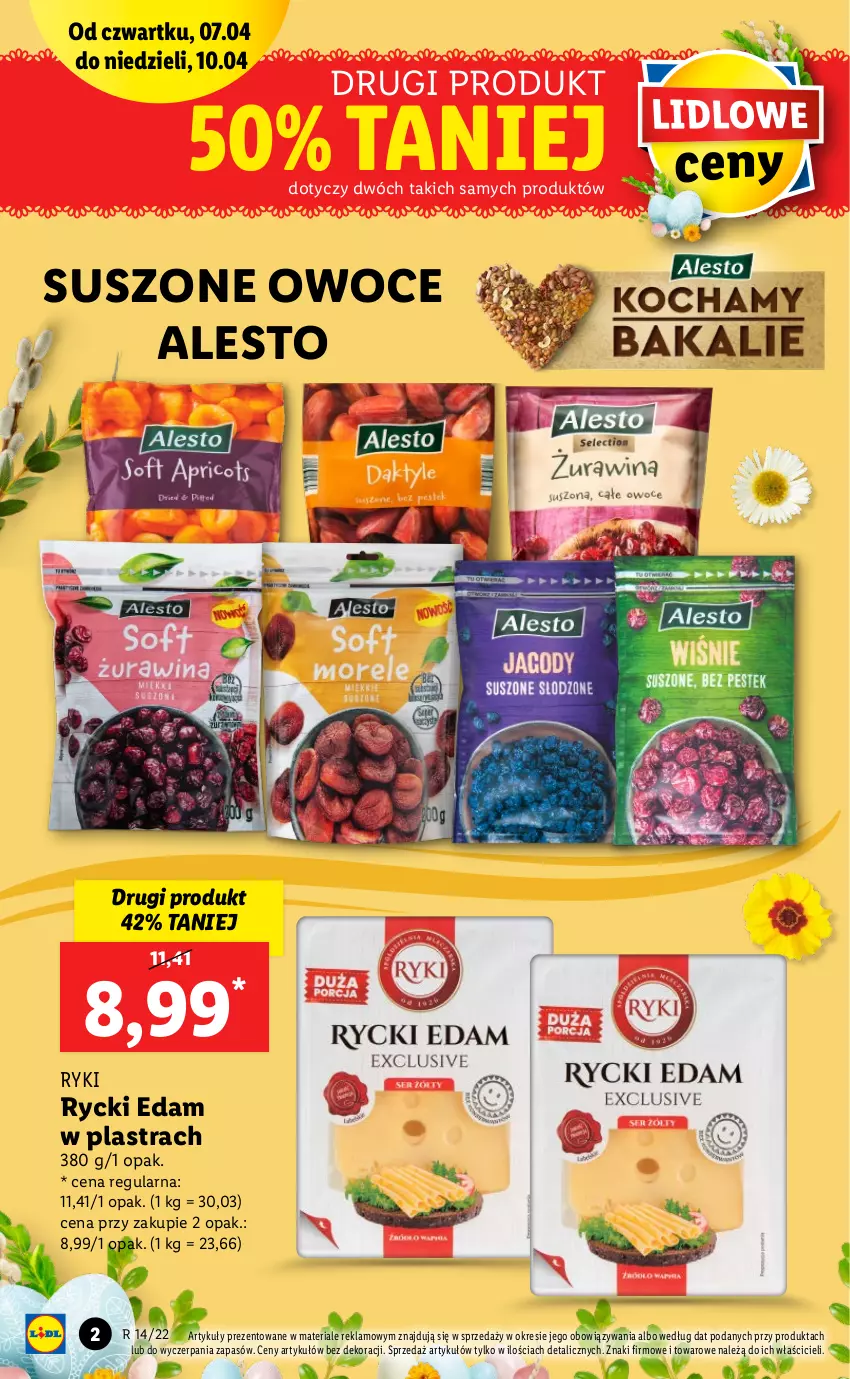 Gazetka promocyjna Lidl - GAZETKA - ważna 07.04 do 10.04.2022 - strona 2 - produkty: Edam, Owoce, Rycki Edam