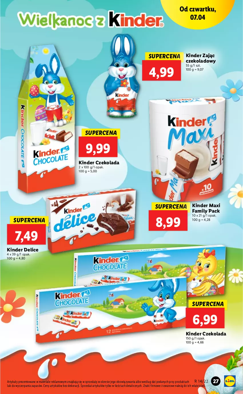 Gazetka promocyjna Lidl - GAZETKA - ważna 07.04 do 10.04.2022 - strona 27 - produkty: Czekolada, Fa, Kinder