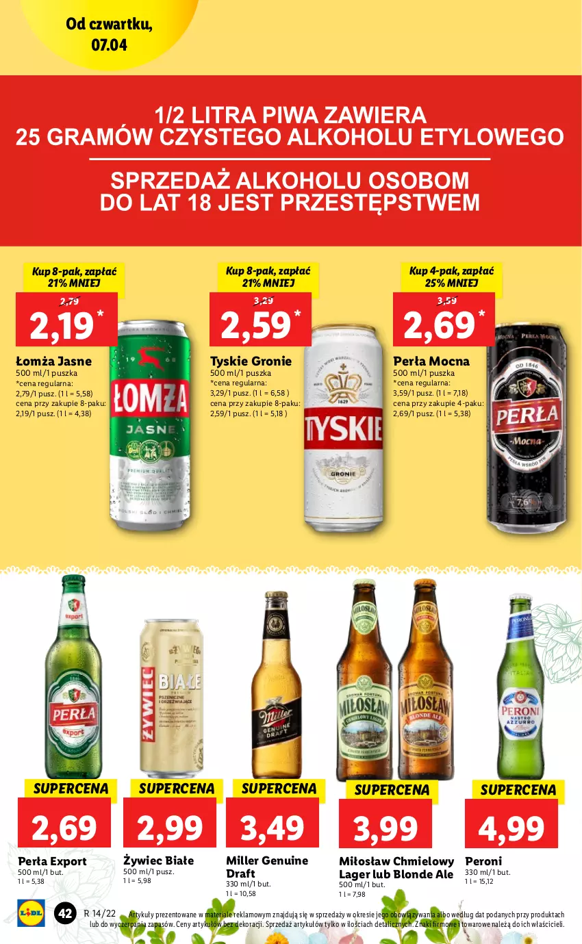 Gazetka promocyjna Lidl - GAZETKA - ważna 07.04 do 10.04.2022 - strona 42 - produkty: Perła, Por, Tyskie