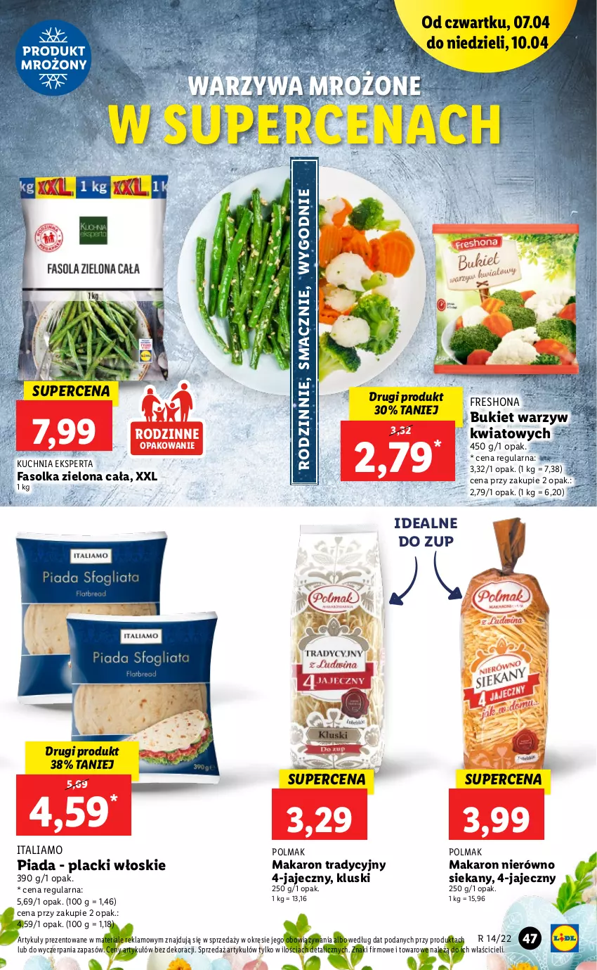 Gazetka promocyjna Lidl - GAZETKA - ważna 07.04 do 10.04.2022 - strona 47 - produkty: Bukiet, Bukiet warzyw, Fa, Kuchnia, Lack, Makaron, Olma, Warzywa