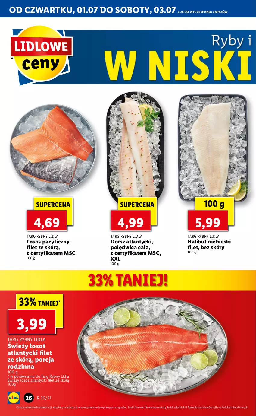 Gazetka promocyjna Lidl - GAZETKA - ważna 01.07 do 03.07.2021 - strona 26 - produkty: Dorsz, Halibut, Polędwica, Por