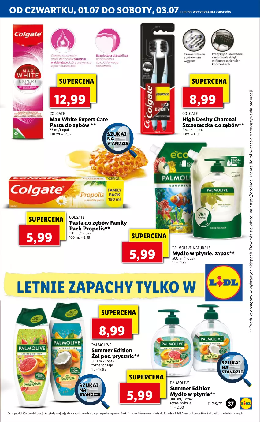 Gazetka promocyjna Lidl - GAZETKA - ważna 01.07 do 03.07.2021 - strona 37 - produkty: Colgate, Fa, LG, Mydło, Mydło w płynie, Palmolive, Pasta do zębów, Propolis, Szczoteczka, Szczoteczka do zębów