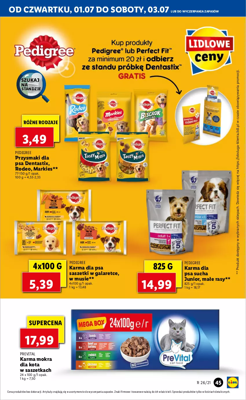 Gazetka promocyjna Lidl - GAZETKA - ważna 01.07 do 03.07.2021 - strona 45 - produkty: Gala, Mus, Pedigree, Przysmaki