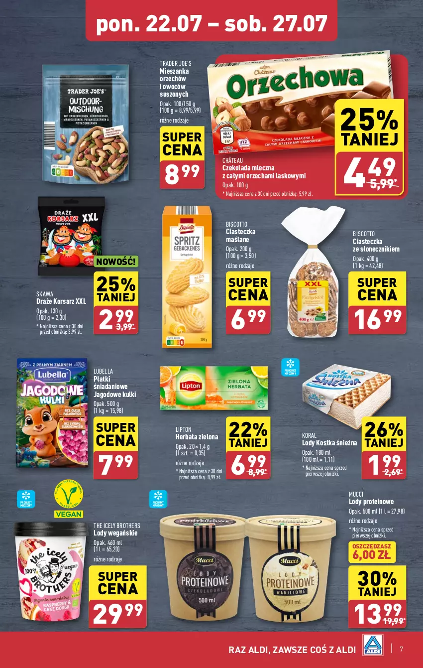 Gazetka promocyjna Aldi - Pełna oferta - ważna 22.07 do 27.07.2024 - strona 7 - produkty: Bell, Bella, Brother, Czekolada, Czekolada mleczna, Danio, Herbata, Kawa, Lipton, Lody, Lubella