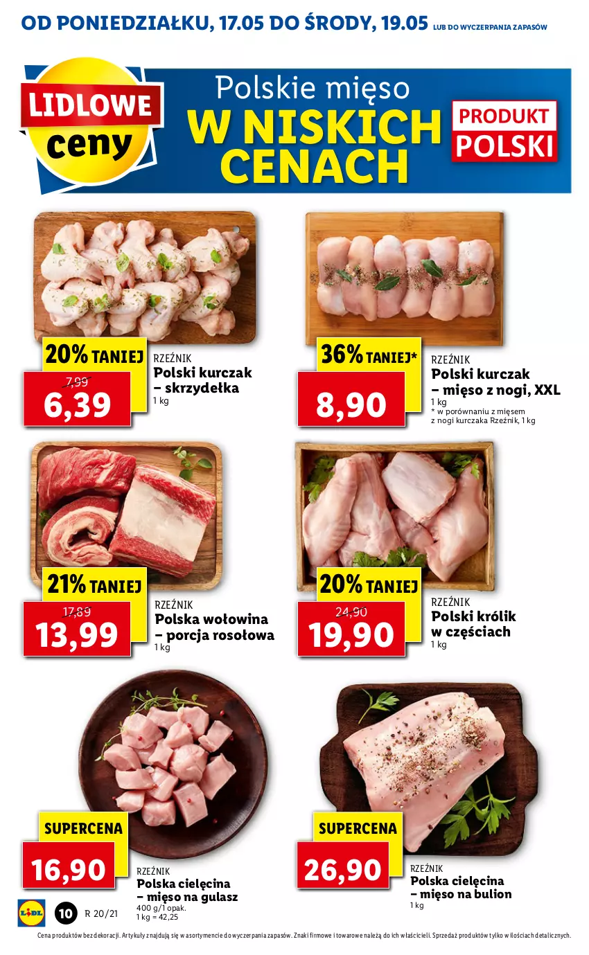 Gazetka promocyjna Lidl - GAZETKA - ważna 17.05 do 19.05.2021 - strona 10 - produkty: Bulion, Królik, Kurczak, Lion, Mięso, Mięso na gulasz, Por, Wołowina