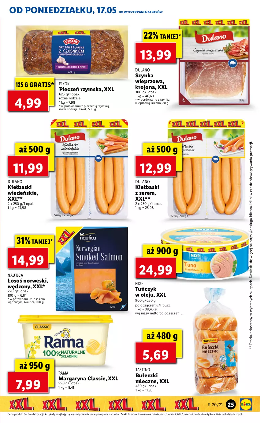 Gazetka promocyjna Lidl - GAZETKA - ważna 17.05 do 19.05.2021 - strona 25 - produkty: Bułeczki, Bułeczki mleczne, Dulano, Gra, Margaryna, Olej, Piec, Pieczeń rzymska, PIKOK, Por, Rama, Ser, Sos, Szynka, Szynka wieprzowa, Tuńczyk