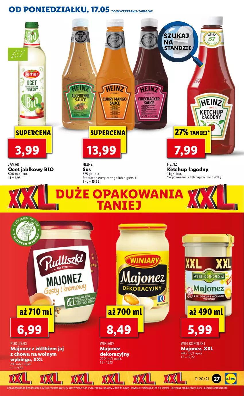 Gazetka promocyjna Lidl - GAZETKA - ważna 17.05 do 19.05.2021 - strona 27 - produkty: Acer, Heinz, Ketchup, LG, Majonez, Mango, Ocet, Por, Pudliszki, Sos, Winiary