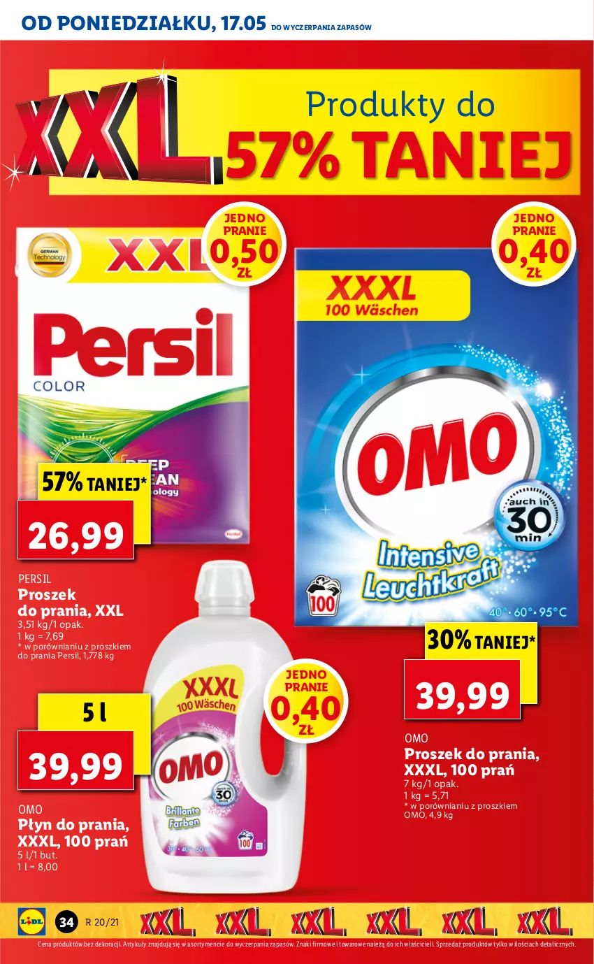 Gazetka promocyjna Lidl - GAZETKA - ważna 17.05 do 19.05.2021 - strona 34 - produkty: Persil, Płyn do prania, Por, Proszek do prania