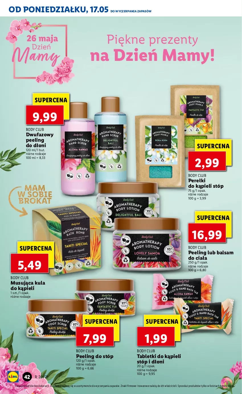 Gazetka promocyjna Lidl - GAZETKA - ważna 17.05 do 19.05.2021 - strona 42 - produkty: Balsam do ciała, Body, Fa, Kula do kąpieli, Mus, Peeling, Tablet