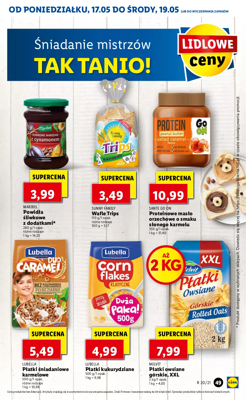 Gazetka promocyjna Lidl - GAZETKA - ważna 17.05 do 19.05.2021 - strona 49 - produkty: Bell, Bella, Danio, Fa, Lubella, Masło, Masło orzechowe, Melvit, Płatki owsiane, Sante