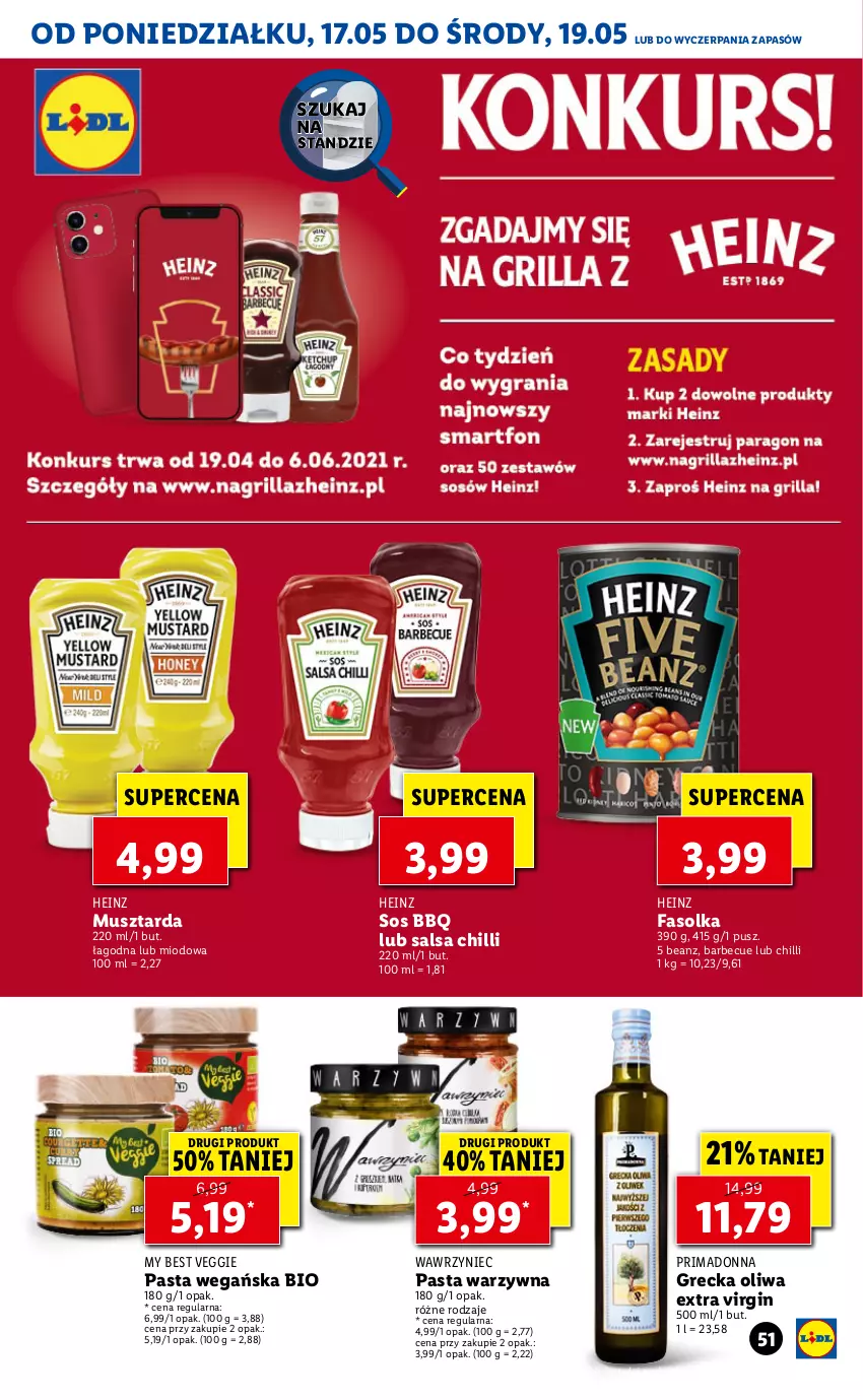 Gazetka promocyjna Lidl - GAZETKA - ważna 17.05 do 19.05.2021 - strona 51 - produkty: Fa, Gin, Heinz, Mus, Musztarda, Pasta warzywna, Prima, Salsa, Sos