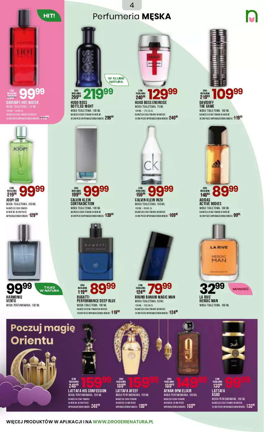 Gazetka promocyjna Drogerie Natura - Gazetka Drogerie Natura - ważna 10.11 do 26.11.2025 - strona 4 - produkty: Adidas, Bruno Banani, Calvin Klein, Davidoff, Fa, Hugo Boss, JOOP!, La Rive, Perfum, Woda, Woda perfumowana, Woda toaletowa
