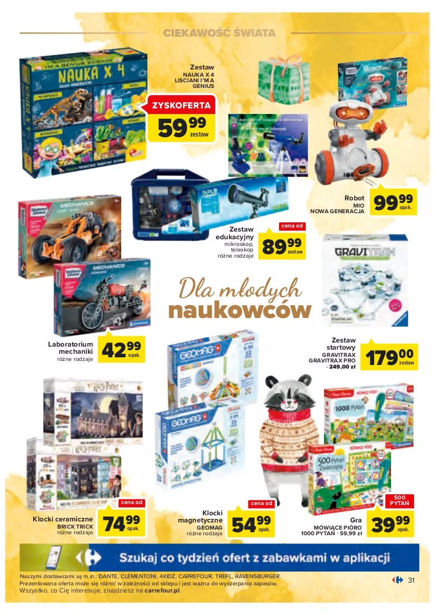 Gazetka promocyjna Carrefour - Gazetka Zabawki - ważna 02.11 do 26.11.2022 - strona 31 - produkty: Burger, Gra, Gravitrax, Klocki, Mikroskop, Ravensburger, Robot, Teleskop