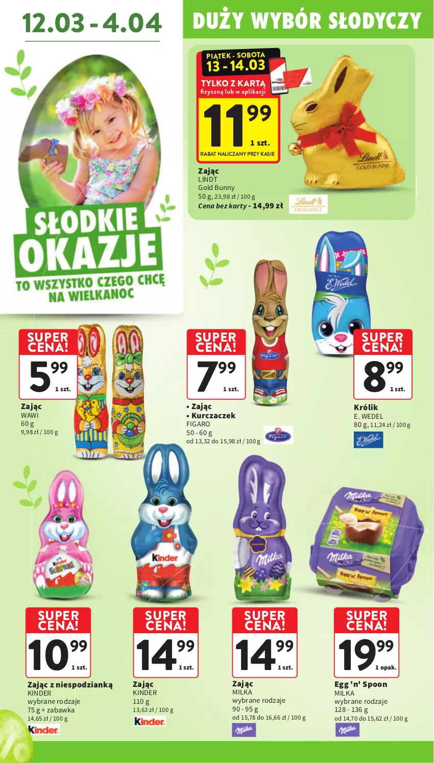 Gazetka promocyjna Intermarche - Gazetka Intermarche - ważna 12.03 do 18.03.2026 - strona 10 - produkty: E. Wedel, Kinder, Królik, Lindt, Milka, Zabawka