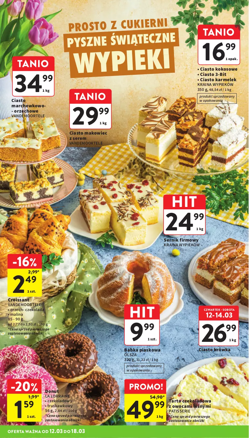 Gazetka promocyjna Intermarche - Gazetka Intermarche - ważna 12.03 do 18.03.2026 - strona 18 - produkty: Babka, Croissant, Czekolada, Donut, Kokos, Makowiec, Ser, Tarta
