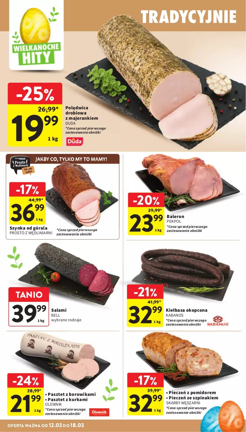 Gazetka promocyjna Intermarche - Gazetka Intermarche - ważna 12.03 do 18.03.2026 - strona 24 - produkty: Bell, Duda, Kabanos, Kiełbasa, Olewnik, Pasztet, Pekpol, Piec, Polędwica, Salami, Szpinak, Szynka