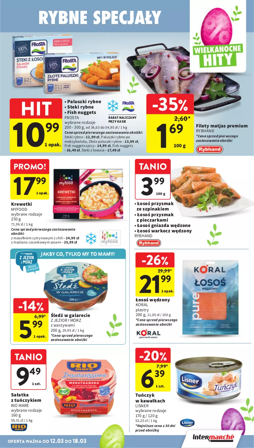 Gazetka promocyjna Intermarche - Gazetka Intermarche - ważna 12.03 do 18.03.2026 - strona 27 - produkty: Frosta, Gala, Kawa, Koc, Krewetki, Lisner, Matjas, Paluszki rybne, Piec, Pieczarka, Rio Mare, Sałat, Sałatka, Sos, Stek, Szpinak, Tuńczyk, Warzywa