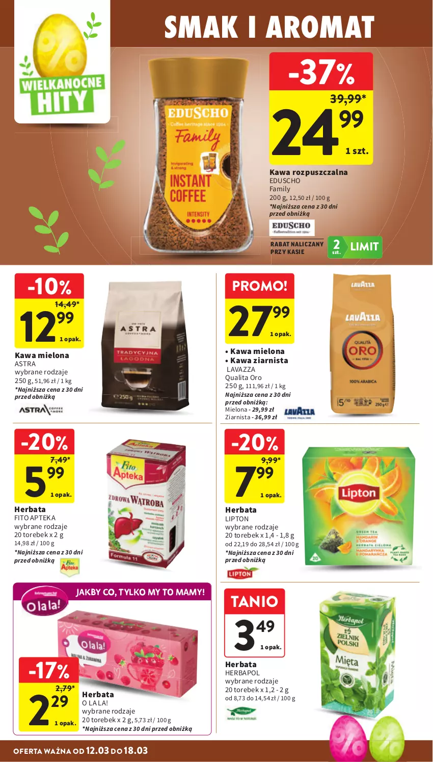 Gazetka promocyjna Intermarche - Gazetka Intermarche - ważna 12.03 do 18.03.2026 - strona 36 - produkty: Apteka, Fa, Herbapol, Herbata, Kawa, Kawa mielona, Kawa rozpuszczalna, Kawa ziarnista, Lavazza, Lipton